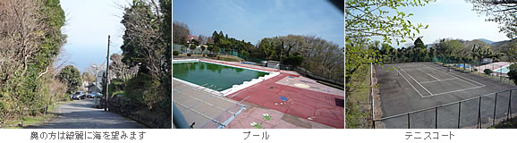 大林熱川別荘地からの眺望、プール、テニスコート